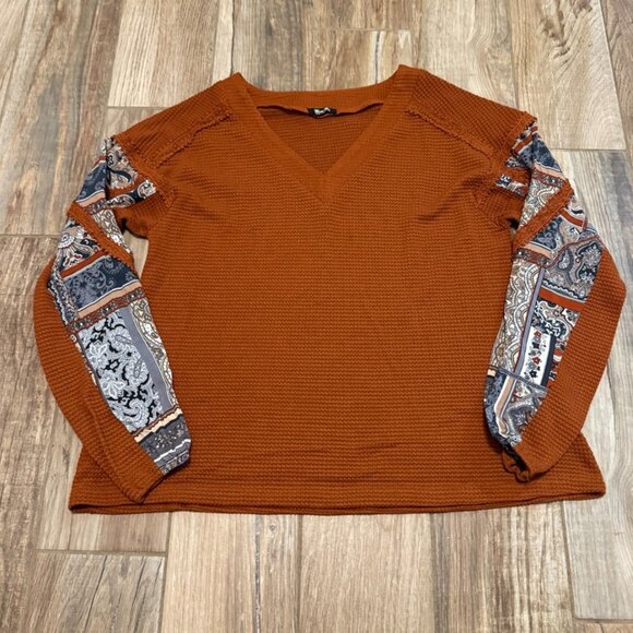 Miss Me Caramel Waffle Knit Long Sleeve Top - Picture 1 of 3